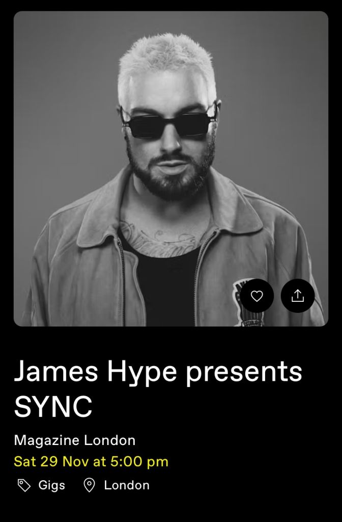 James Hype concert tickets london