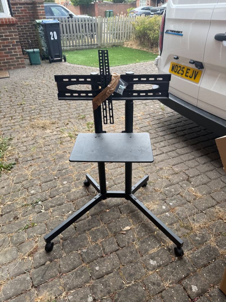 Black Universal TV Floor Stand with Wheels – Good Condition