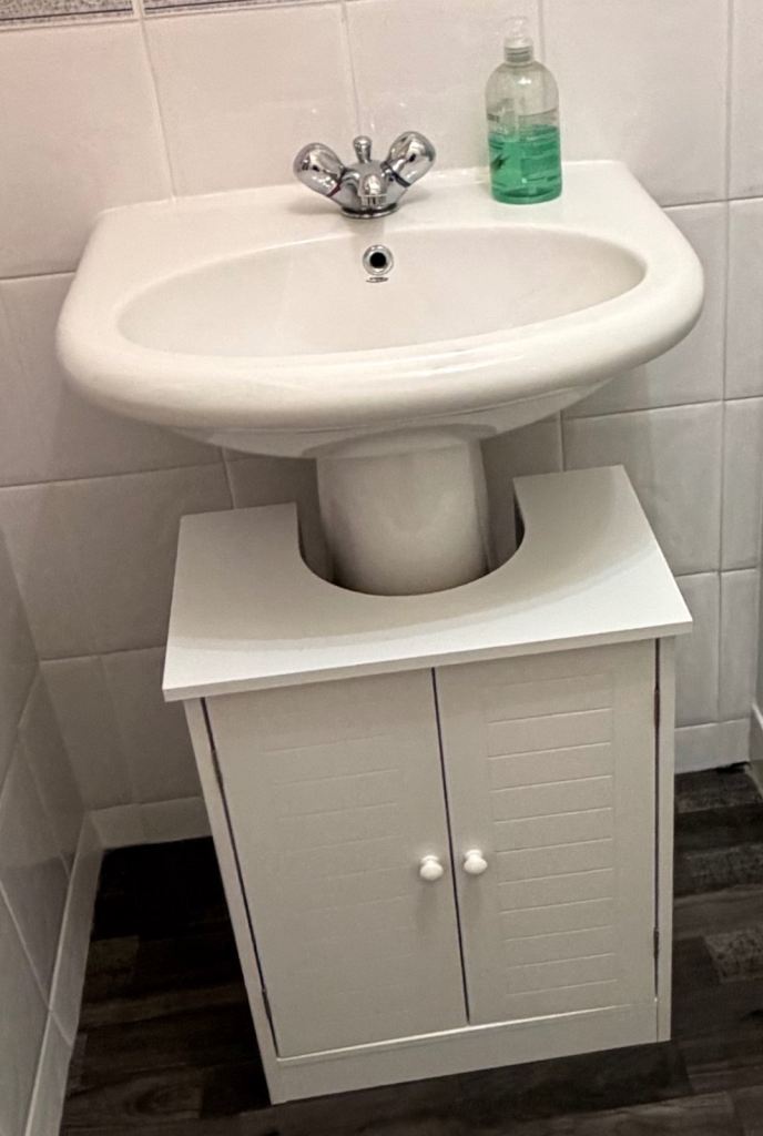 Kingston 2 Door White Bathroom Sink Console Vanity Cupboard Unit