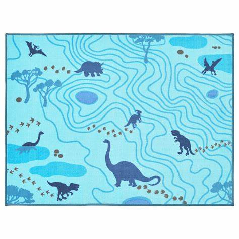 Ikea JÄTTELIK Rug - Dinosaur silhouettes, blue