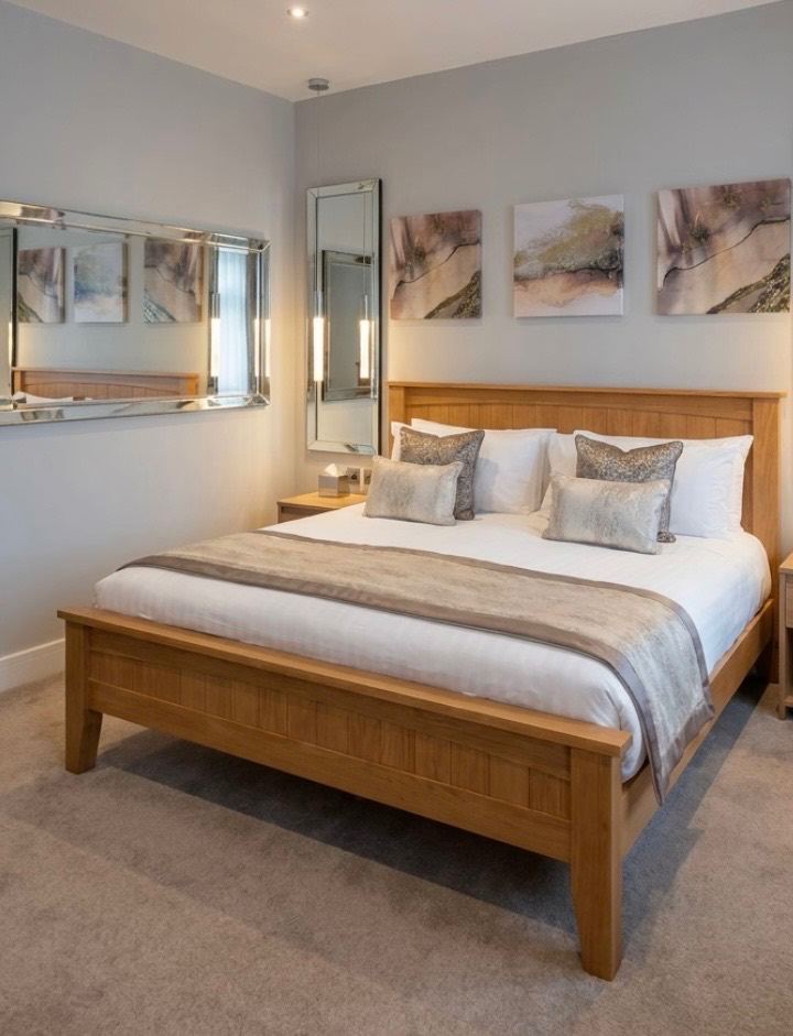 Oak wood King size bed frame 