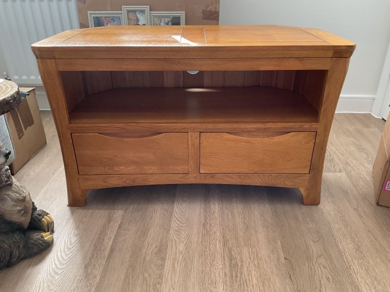 Solid Wood TV Unit with Storage – Good Condition