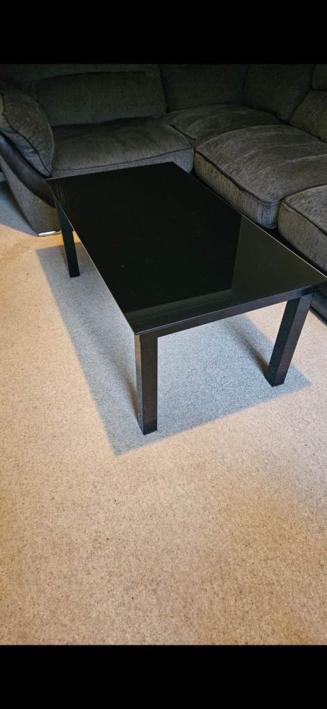 2 black glass living room tables