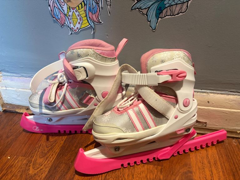 Adjustable Pink Ice Skates for Kids – Good Condition