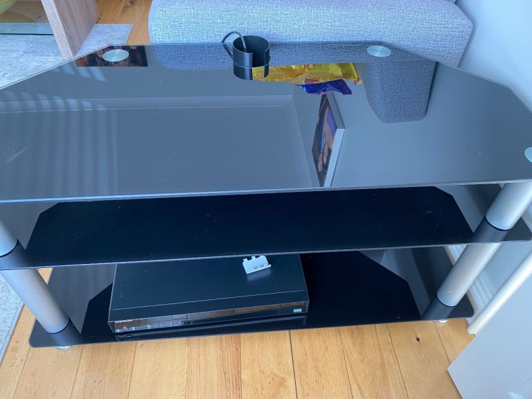 42 inch black glass tv stand excellent condition 