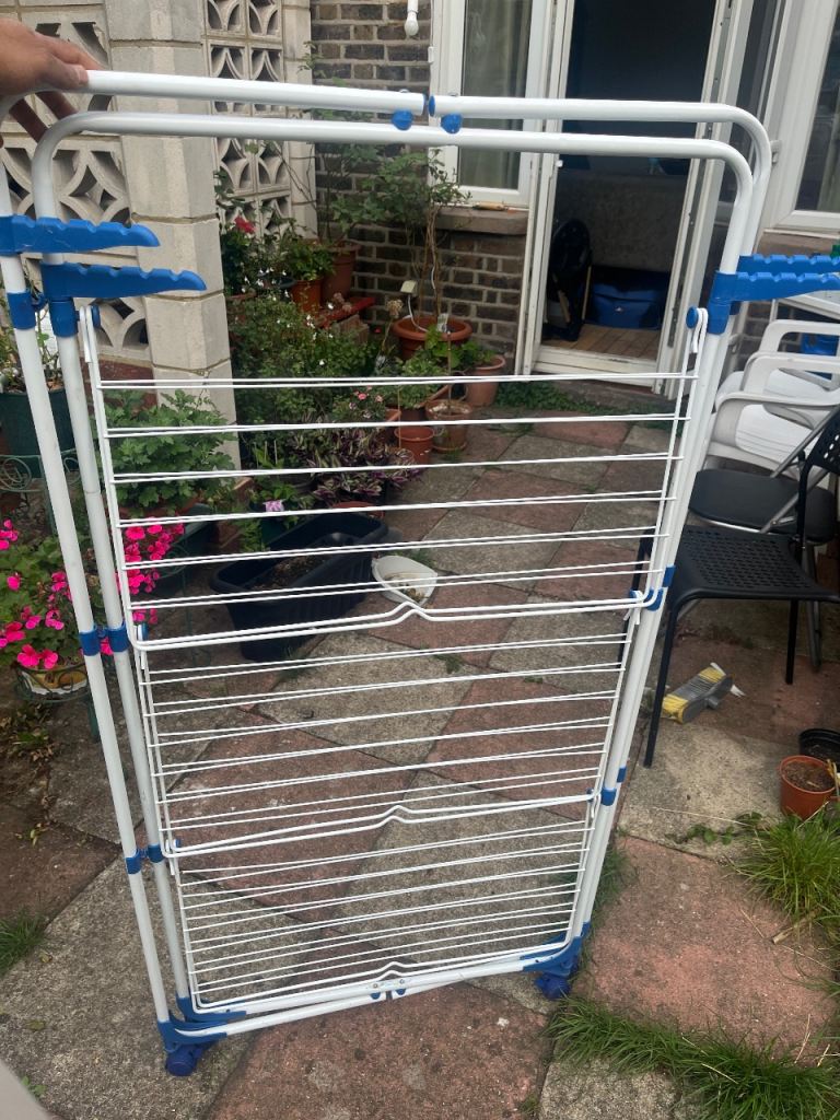 White and Blue Clothes Airer - Good Condition