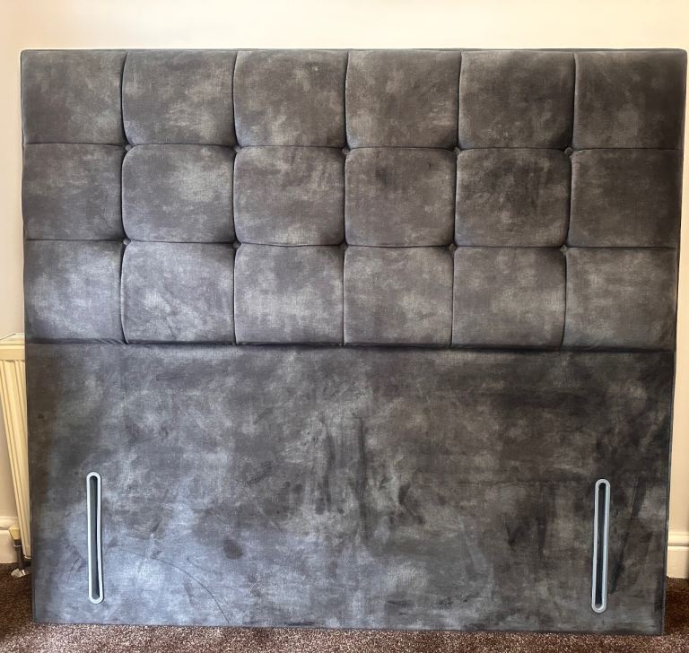 King size ottoman headboard grey