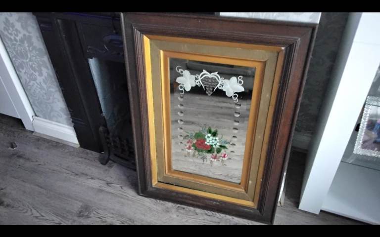 Antique victorian pub wall mirror 80 x 60 cms