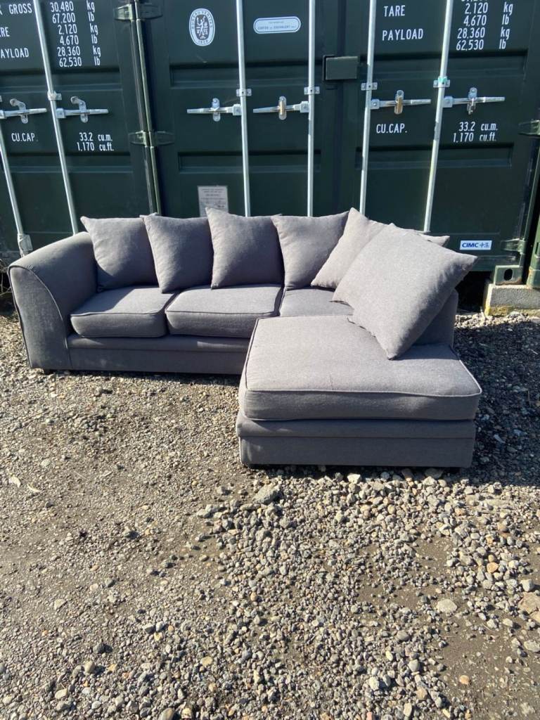 🌟 Free delivery : Grey Corner Sofa fabric
