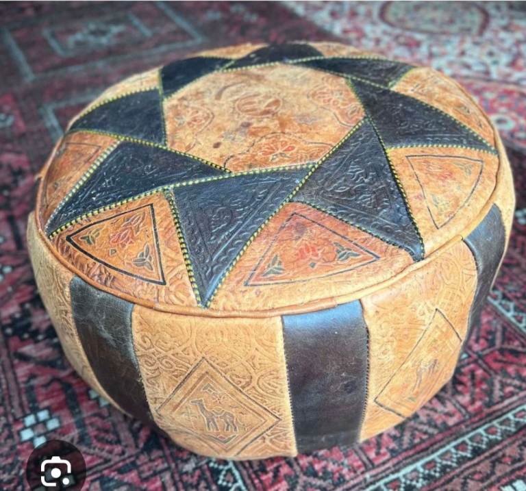 Leather pouffe