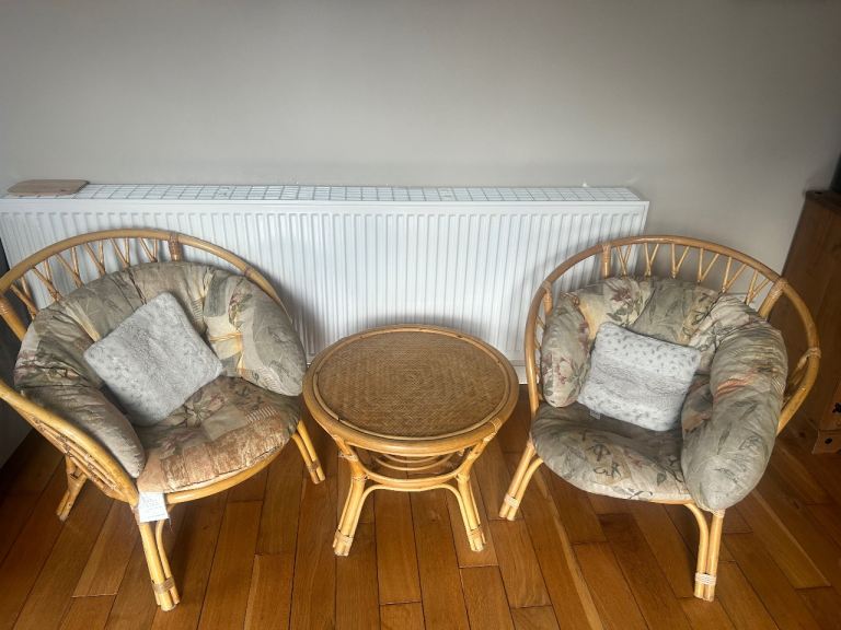 Cane conservatory chairs and table