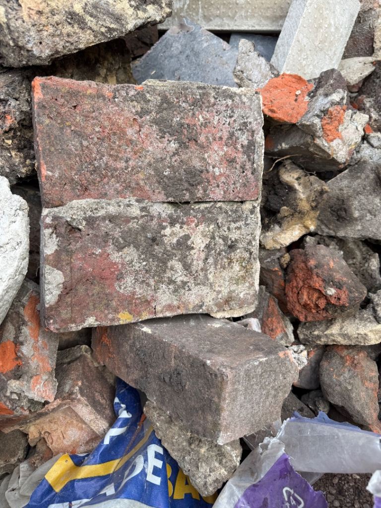 Used Bricks and Concrete Slabs for Garden or Building Projects