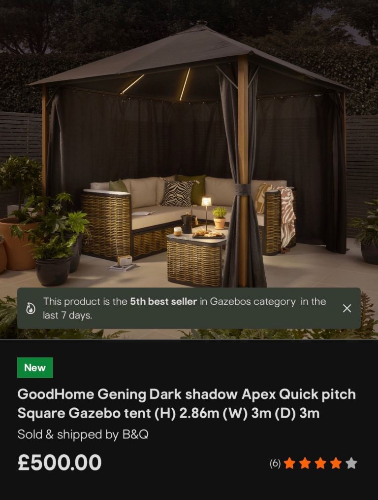 B&Q Gening Gazebo with LED Lights (NEW) 