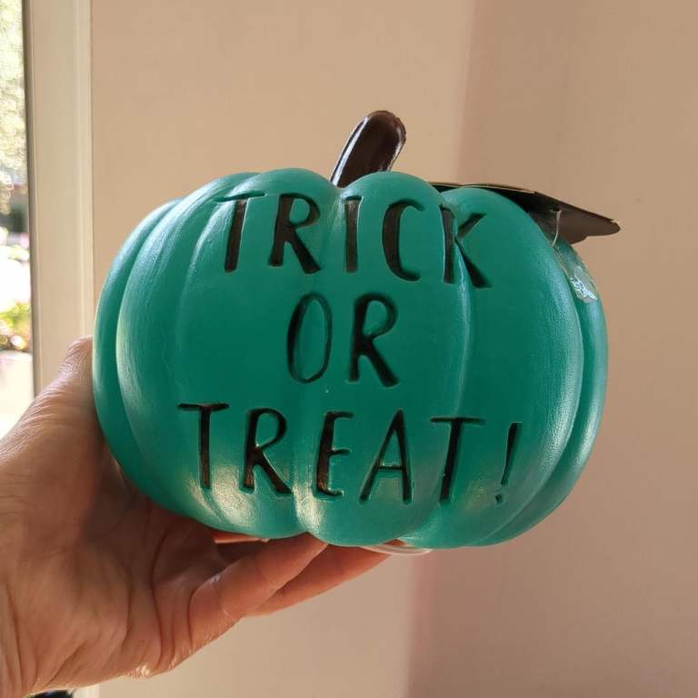 Sainsbury's Blue Light Pumpkin With The Words 'TRICK OR TREAT' #halloween #trickortreat     