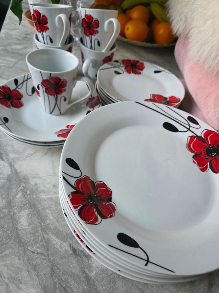 Plates, blankets, pillows, etc.