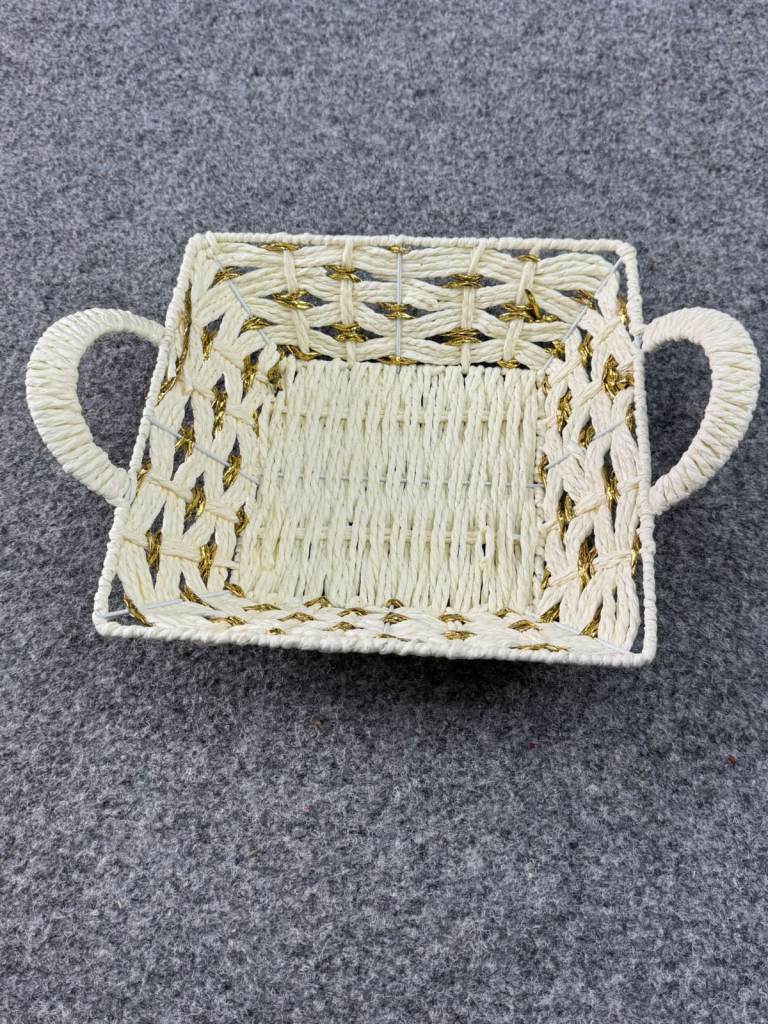 Woven Storage Basket – Natural Fibre Square Organiser with Handles