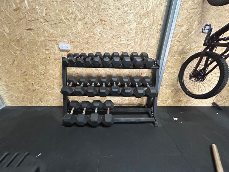 Complete Hex Dumbbell Set + Heavy-Duty Rack  