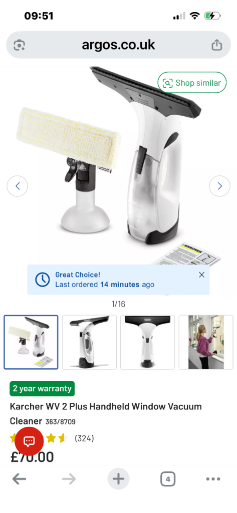 Karcher WV 2 Plus Handheld Window Vacuum