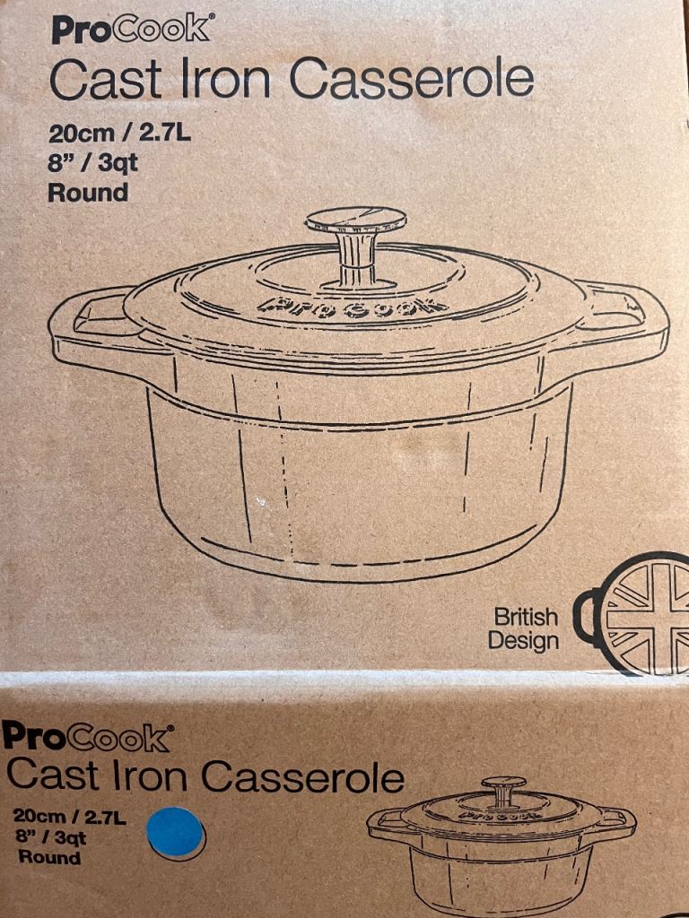 ProCook Cast Iron Casserole Dish 20cm/2.7L – New, Boxed