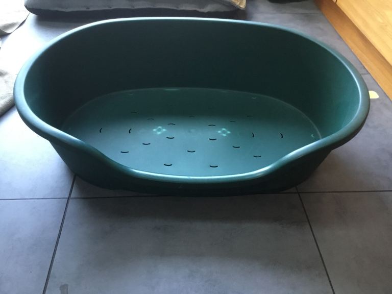Sturdy green plastic dog bed 