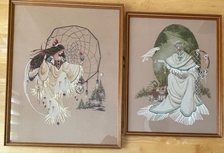 Earth Dancer & Spirit Dancer bead and cross stitch pictures 