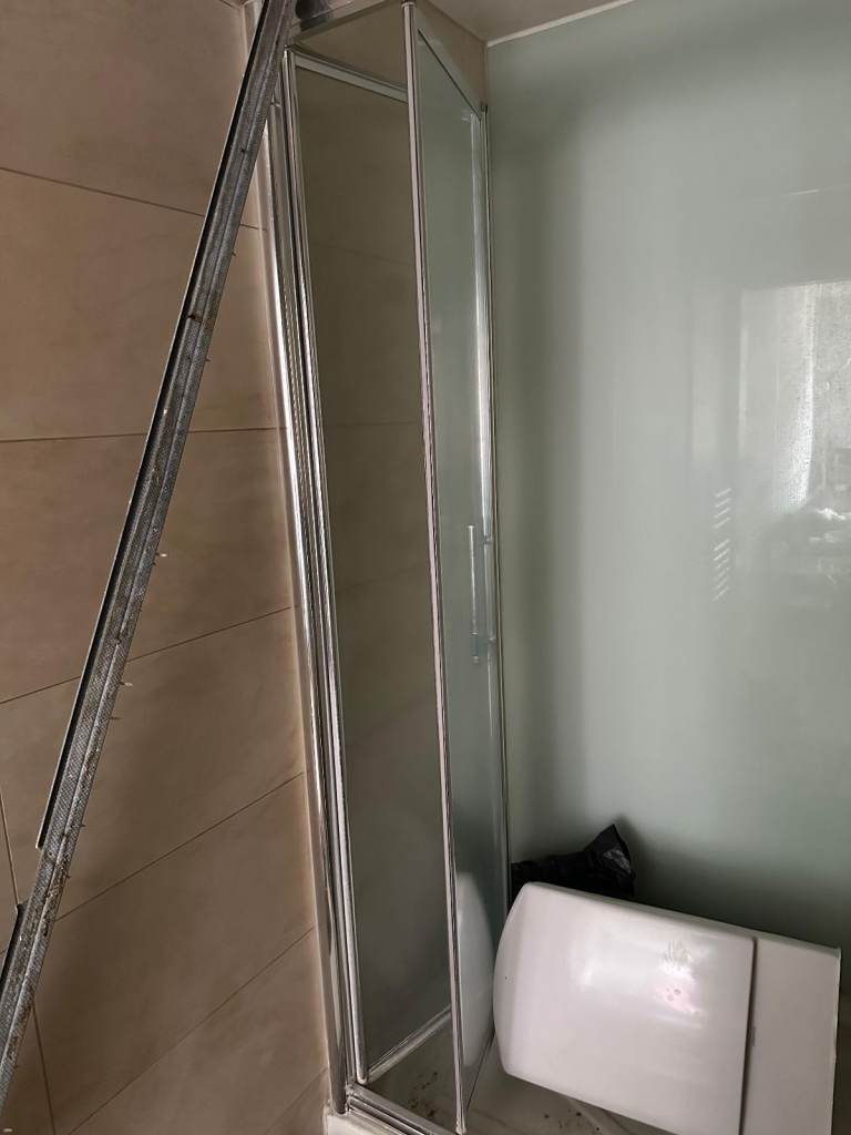ShowerLux - Shower Enclosure Bi-Fold Door – Silver Frame, Fair Condition