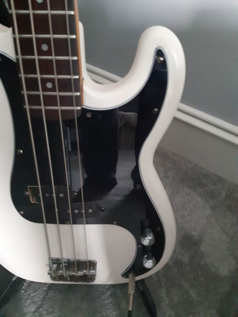 Fender Precision Bass Guitar - White, Good Condition