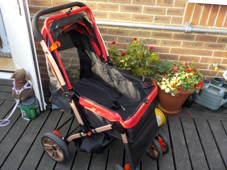 Red & Black Fabric Pet Stroller - Good Condition
