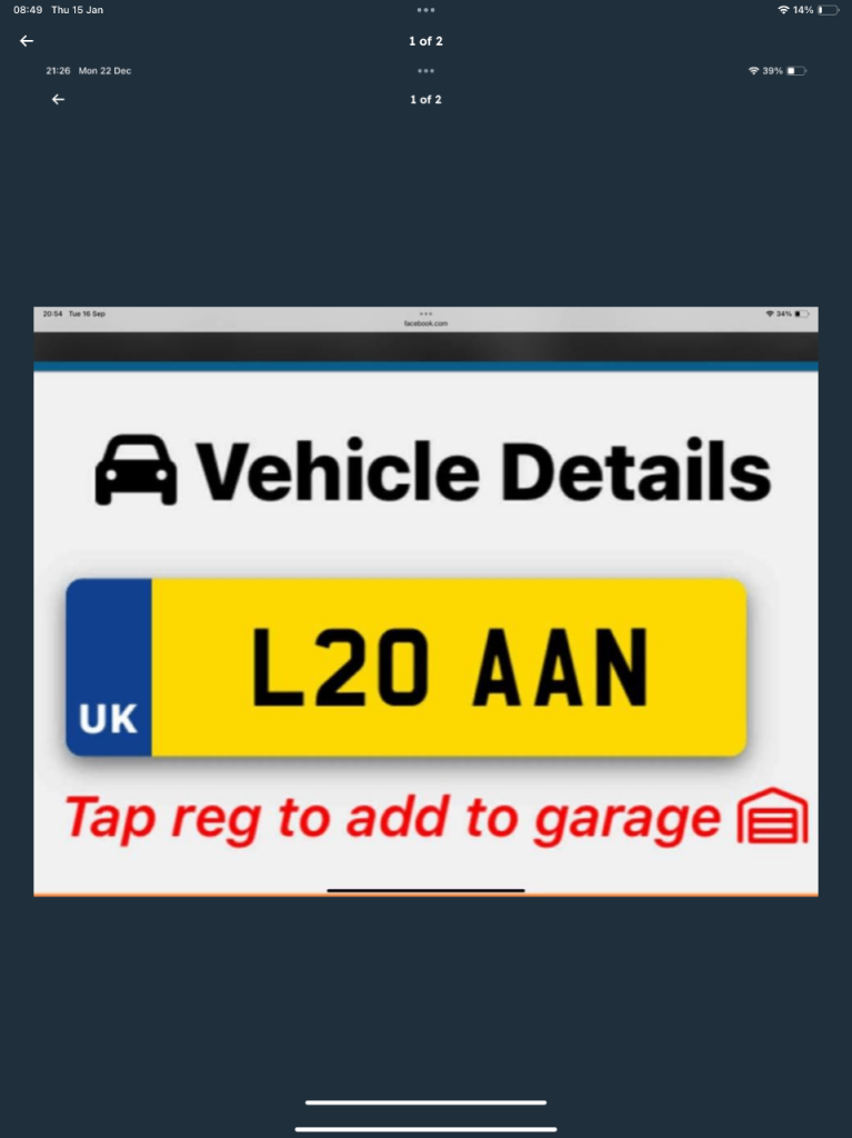 Car reg,  L20AAN, Suit Ann or Leanne, On retention ready to transfer, £500 