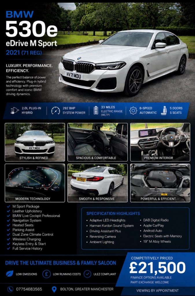 BMW, 5 SERIES, Saloon, 2021, Semi-Auto, 1998 (cc), 4 doors