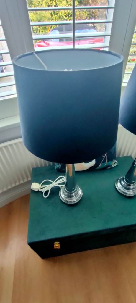 Pair Extra Large Chrome Silver & Black Table Lamps x 2 Used | in Arnold ...
