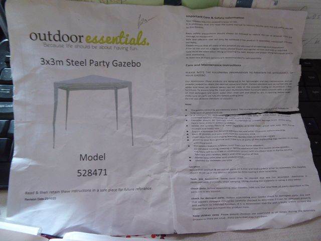 3x3 Steel Party Gazebo (No sides)
