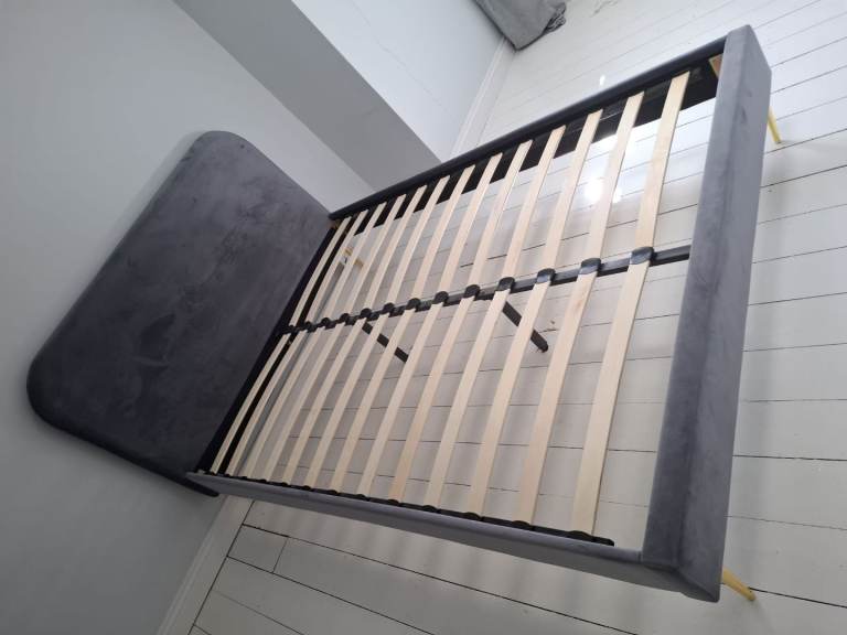 Grey Velvet Double Bed