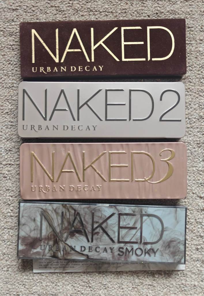 Naked palette Original, Naked 2, Naked 3,  Naked Smokey Eye with instructions. £80 hardly use