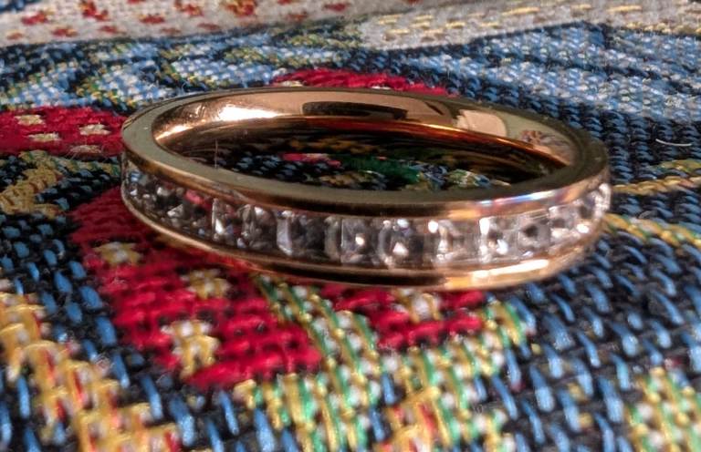 Gold coloured CZ eternity ring