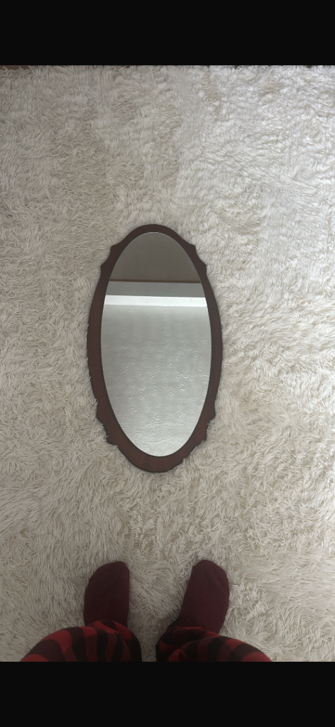 Oval Wooden Framed Mirror – Good Condition