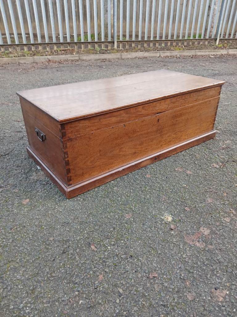Victorian Mahogany Campaign Type Storage Blanket Box Chest 