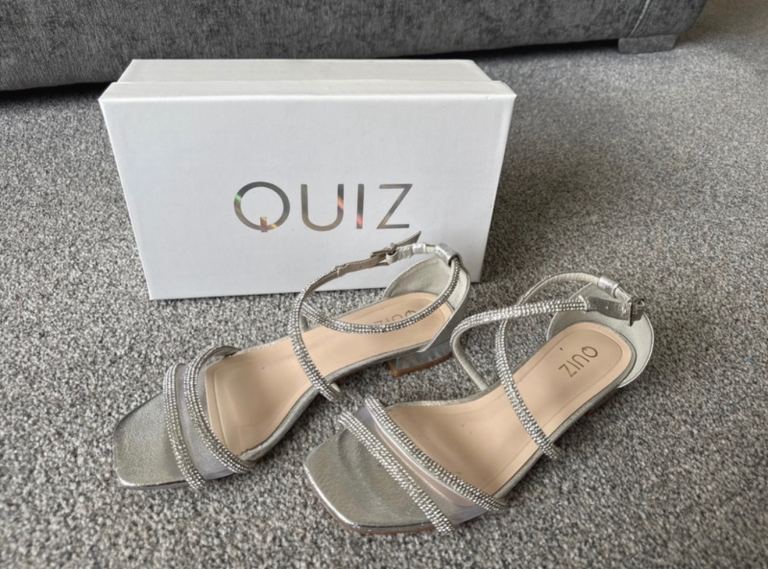 QUIZ Silver Flat Sandals – Size 4, Brand New