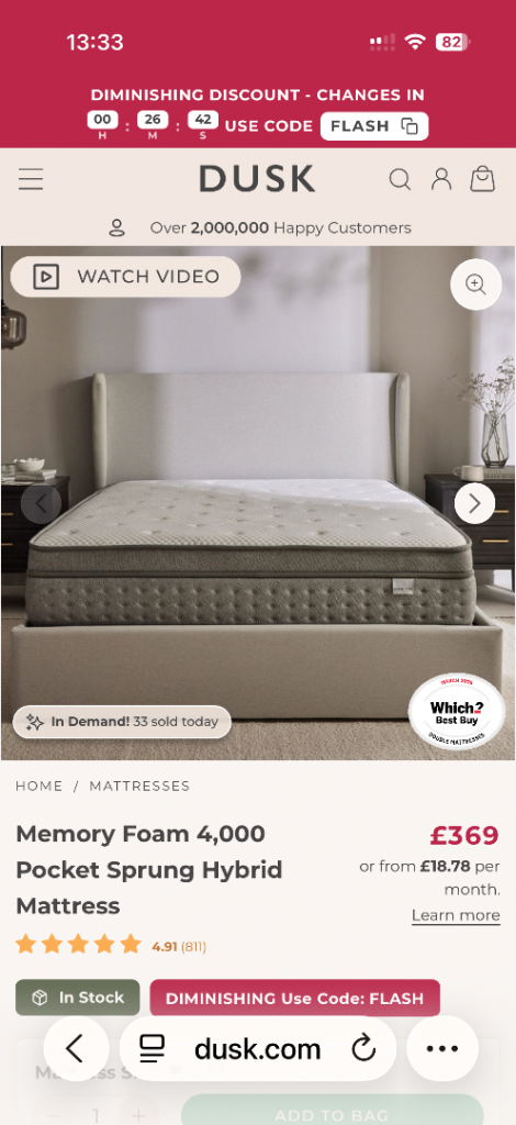 King size Memory foam mattress 