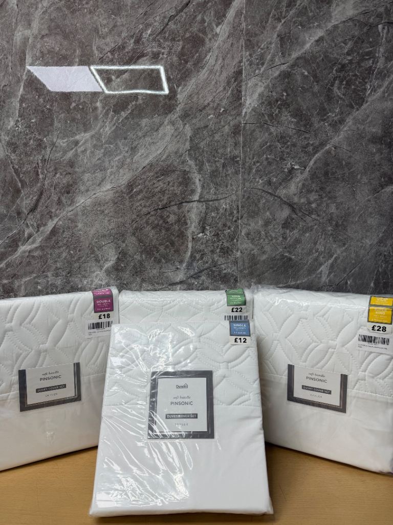 DUNELM CLEARANCE BEDDING PINSONIC SKYLERWHITE 