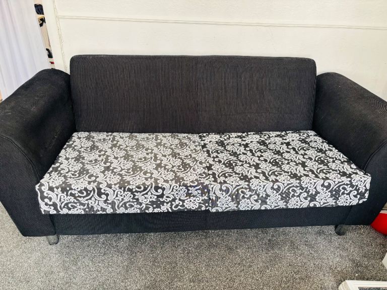Modern Black 2-Seater Sofa with Removable Cushions