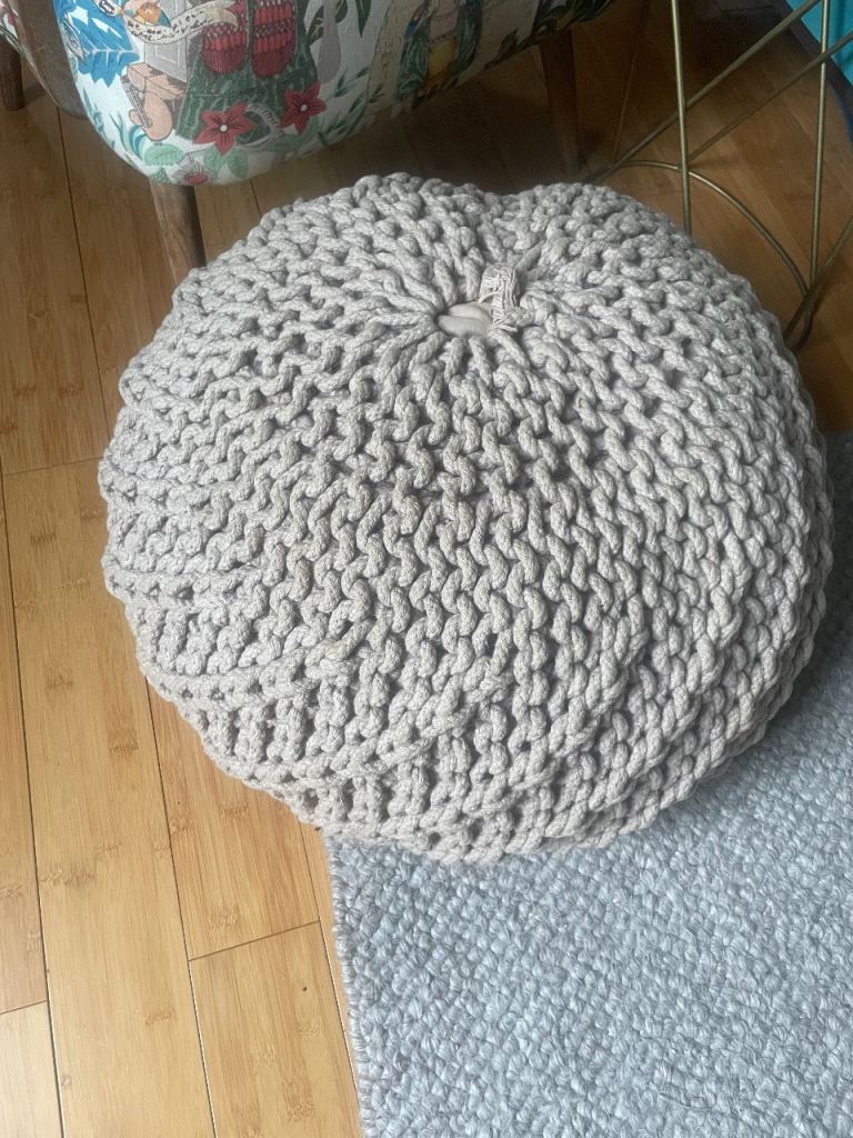Knitted Pouffe / Footstool – Beige, Good Condition | in Hackney, London ...