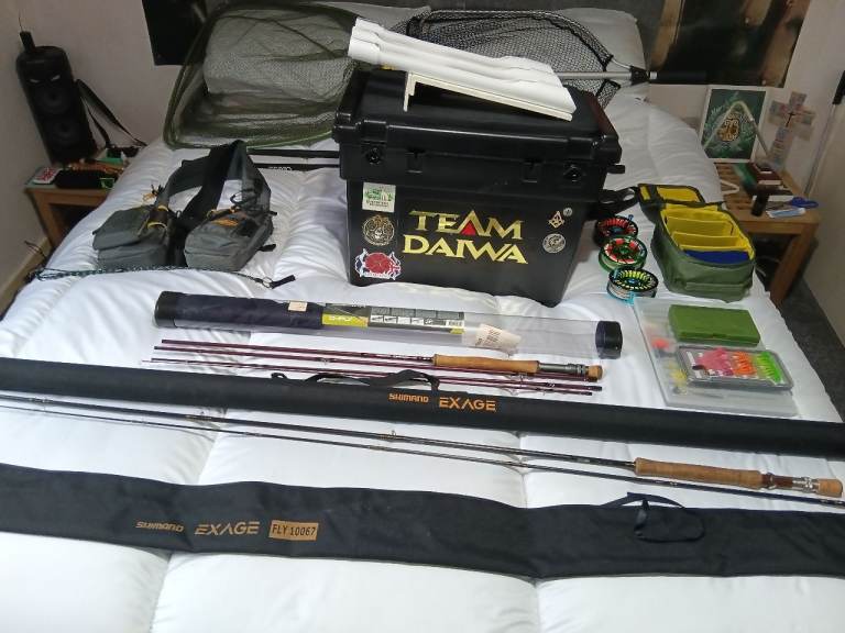 Shimano Exage scierra Fly Fishing Rods, Reels, and Tackle Box