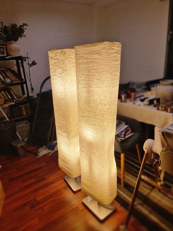Pair of Tall Floor Lamps – White, Good Condition