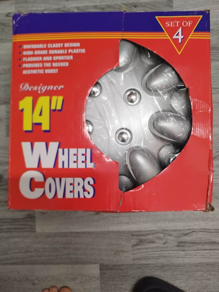 14 inch wheel trims,silver in colour 