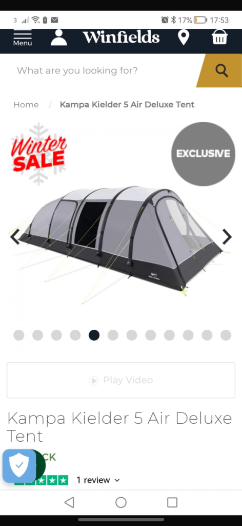 Kampa Kielder 5 air deluxe tent 