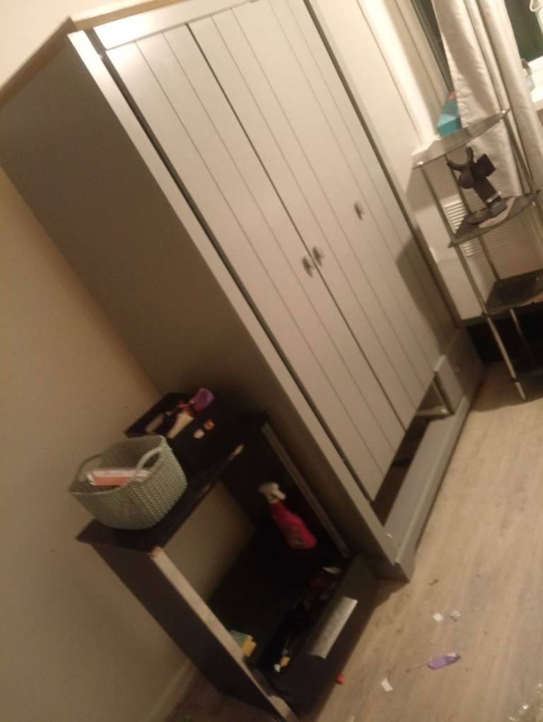 Grey Wooden Wardrobe – Good Condition