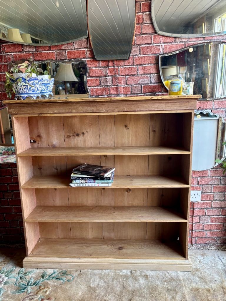 An Antique Restored Stripped Solid pitch Pine Bookcase,Display unit.