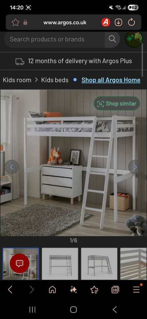 White single high sleeper bed