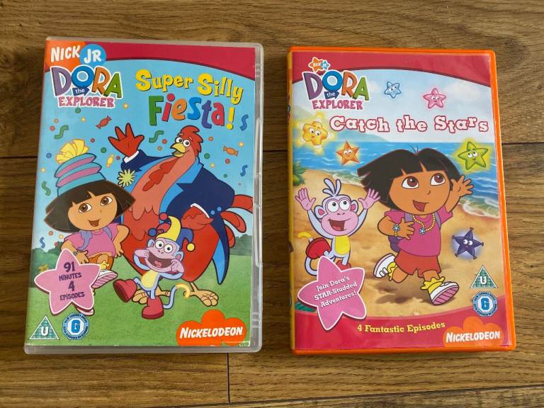 DORA THE EXPLORER KIDS DVDS X 2, NICKELODEON, UNIVERSAL, BOTH WITH 4 EPISODES EACH, REGION 2 DISCS 